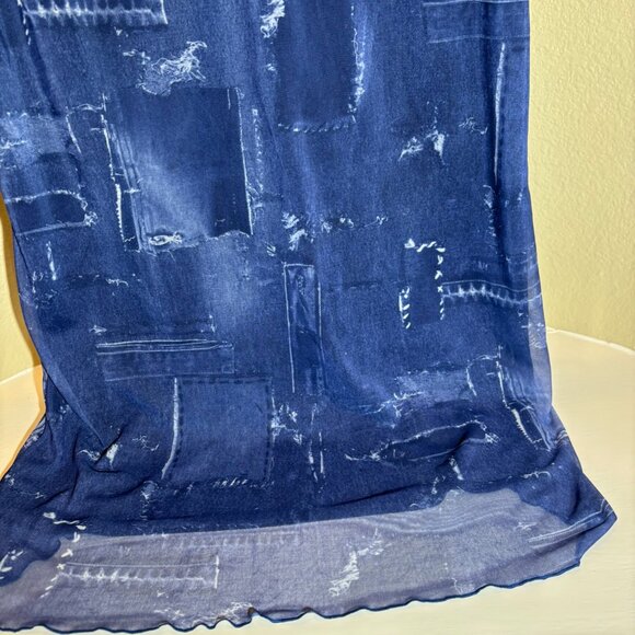 💙 AGB Asymmetrical Boho Blue V-Neck Shear Ruffle Dress Size 12 - Picture 6 of 15